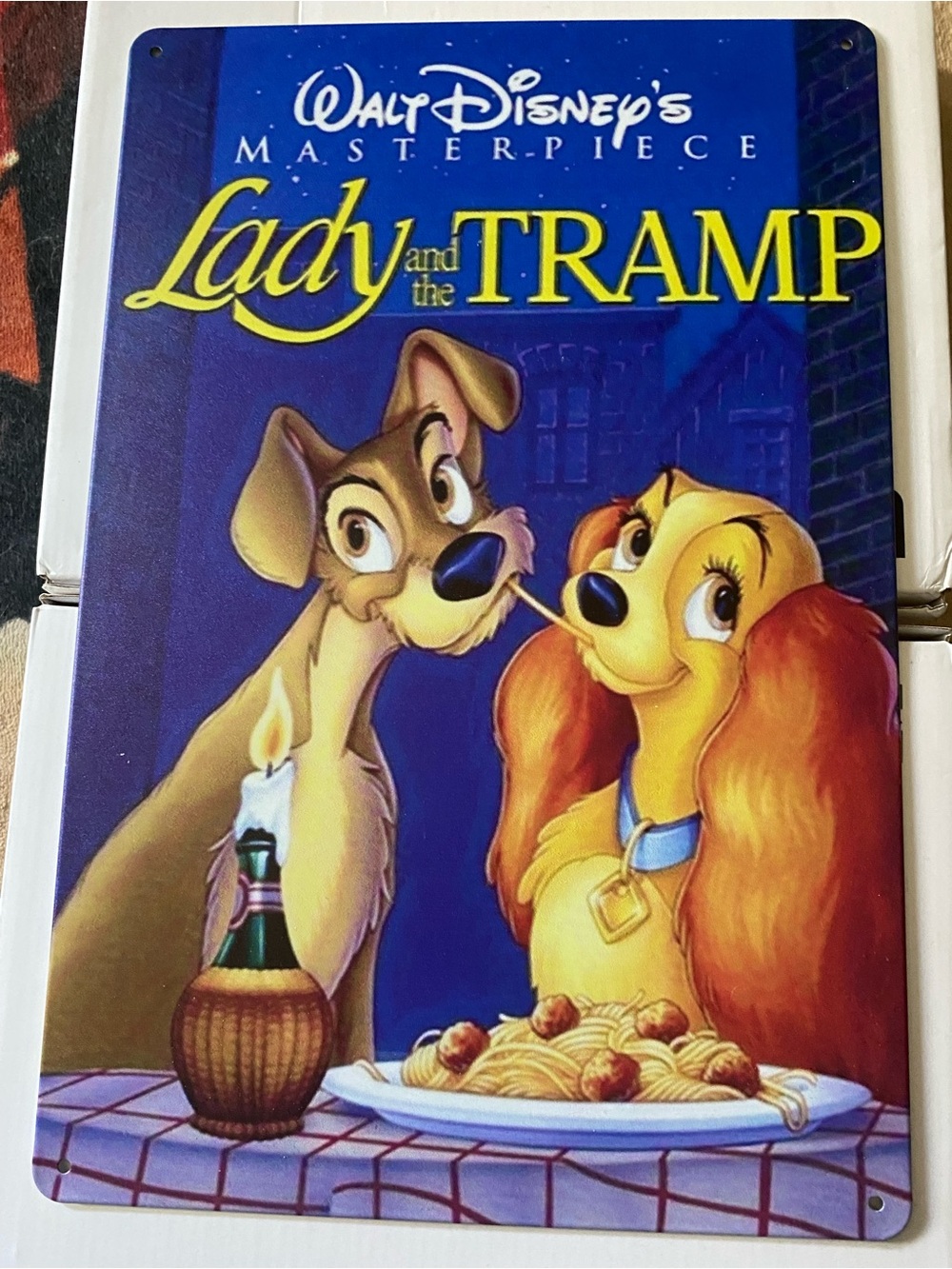 Disney Lady and the Tramp Blue Yellow Brown Art Print